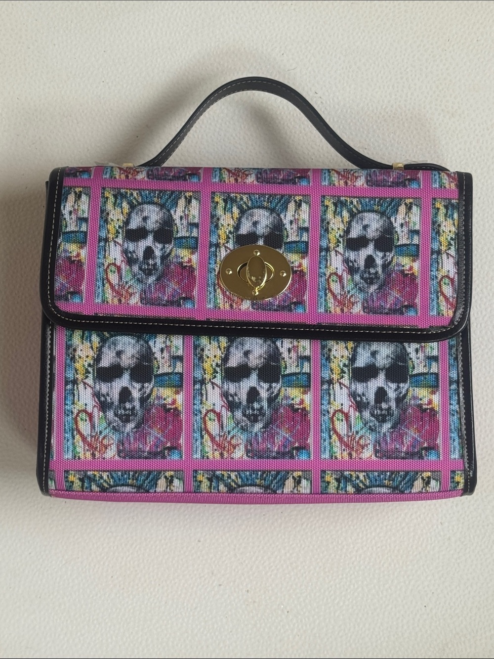 SOLD❣️💖Pink Skull Print Top-Handle Women's Bag
